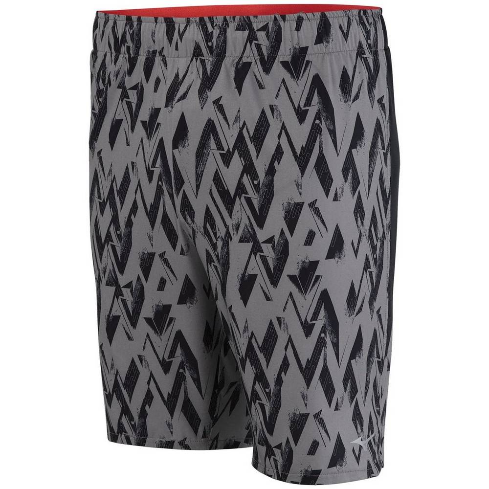 Mens Mizuno Alpha Printed 8.5" Running Shorts Grey/Black Philippines (LDEHRN165)